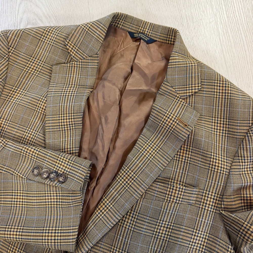Brooks Brothers Mens Sport Coat 40R Brown Plaid Wool Jacket